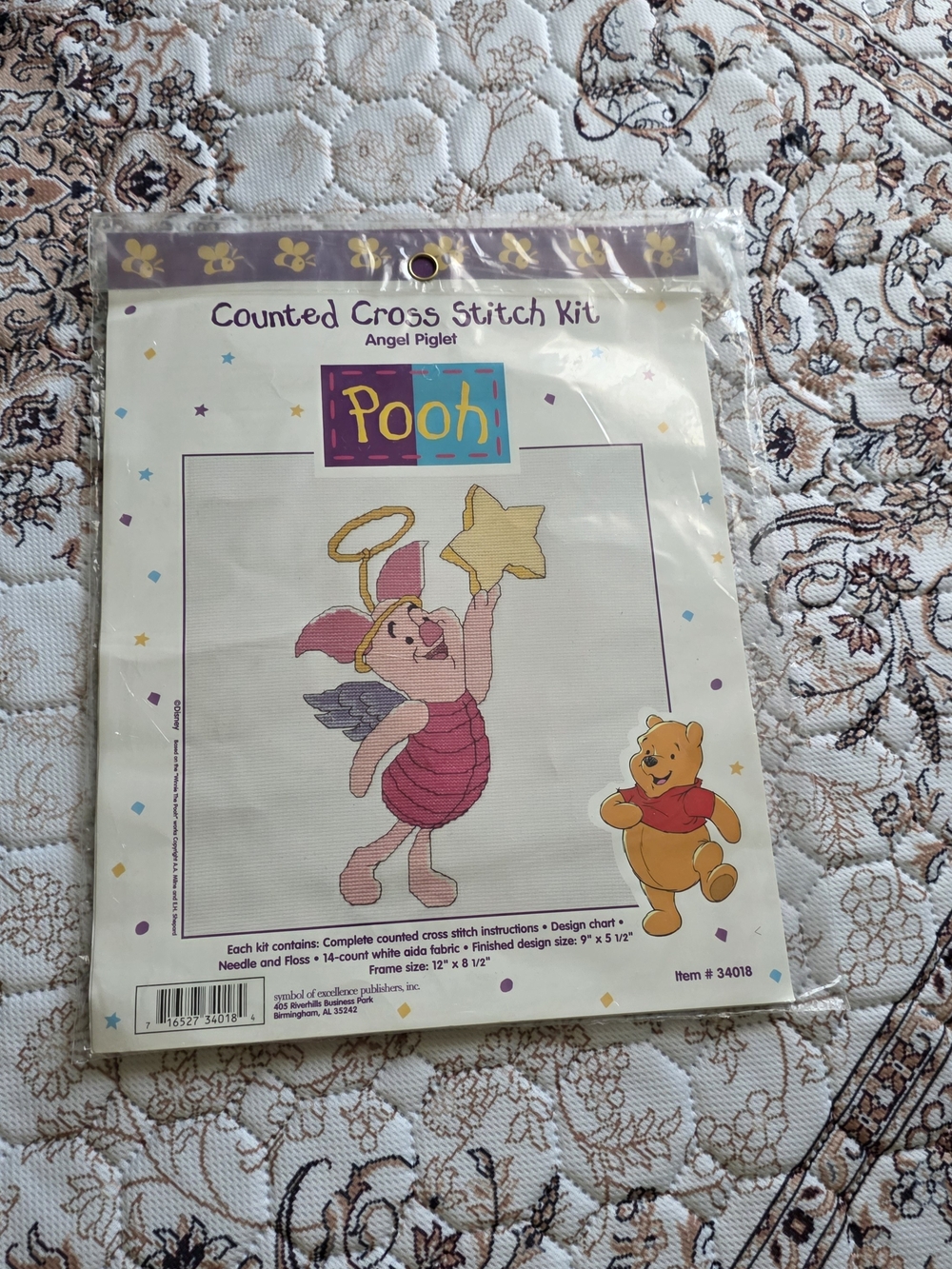 New In Pkg. Counted Cross Stitch Kit - Pink Piglet Angel Design